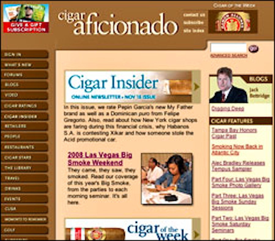 Traffic Boom at CigarAficionado.com