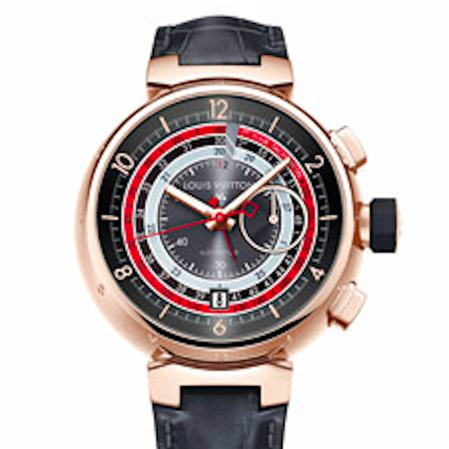 Tambour chronographe pink gold watch Louis Vuitton Brown in Pink