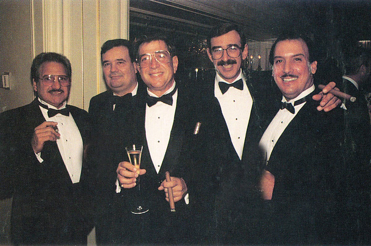 Carlos Fuente Sr., Hendrik Kelner, Benjamin Menendez, Manuel Quesada and Carlos Fuente Jr. at the Cigar Aficionado launch party, September 1992.