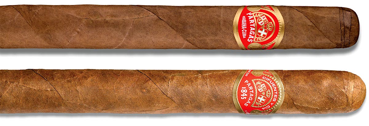  A Cuban Partagás next to one of the non-Cuban versions, which is rolled in the Dominican Republic.