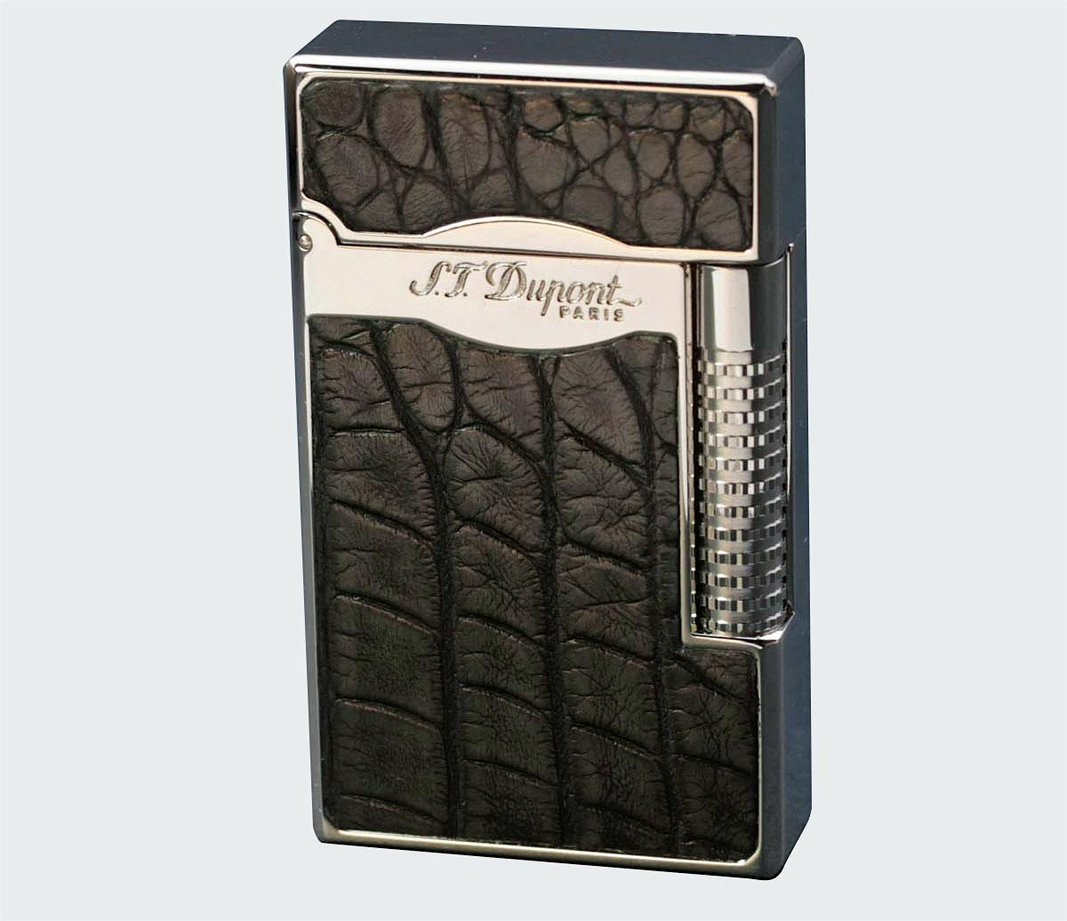 Brizard's take on the Le Grand S.T. Dupont lighter, pictured here in charcoal grey crocodile leather.