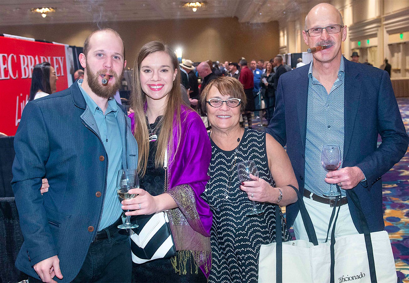 The Rietueld family—Kyle, Katie, Patty and Bob—came all the way from Idaho to sip wine and smoke cigars at the Big Smoke.