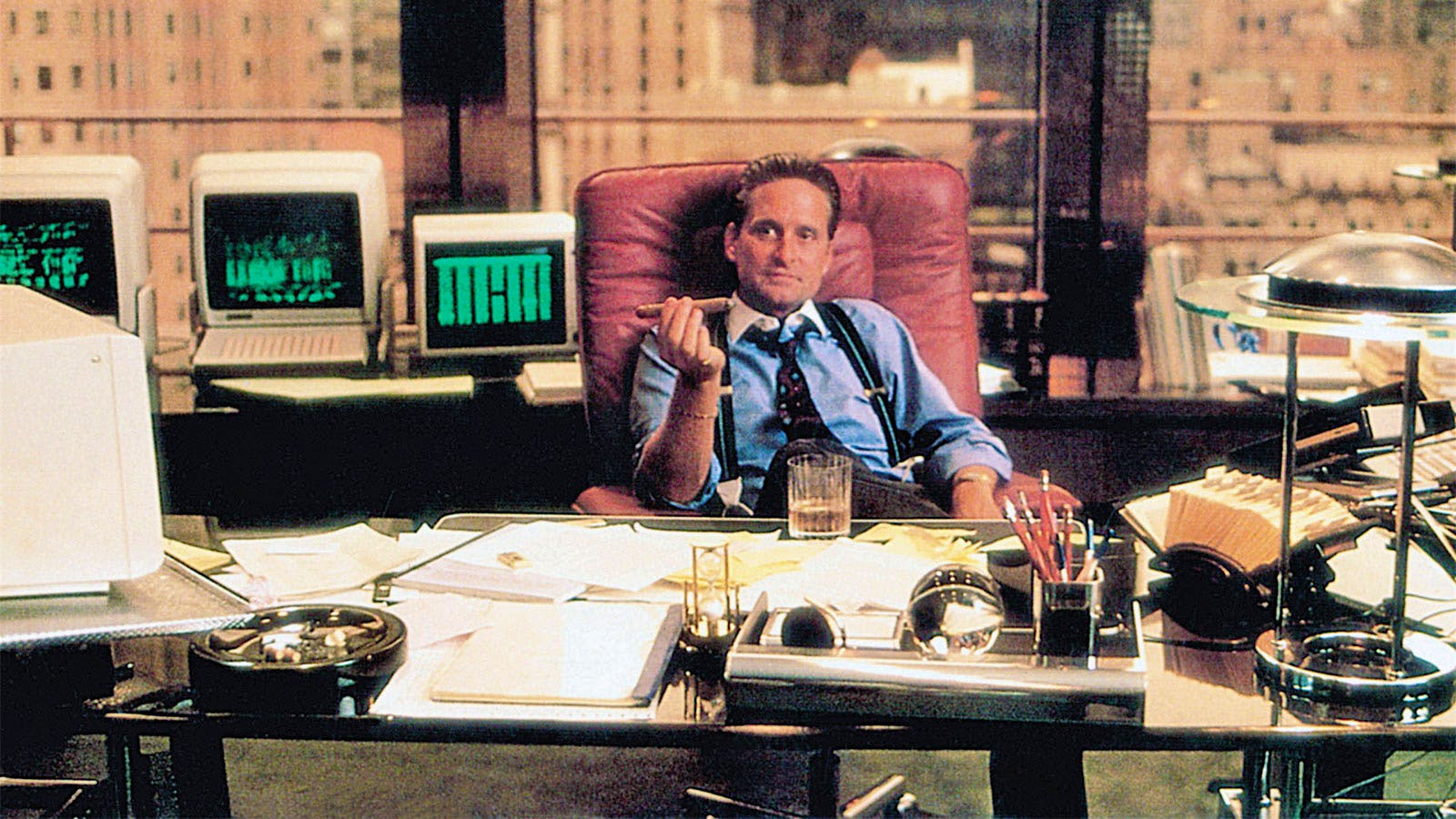 Michael Douglas in Wall Street.