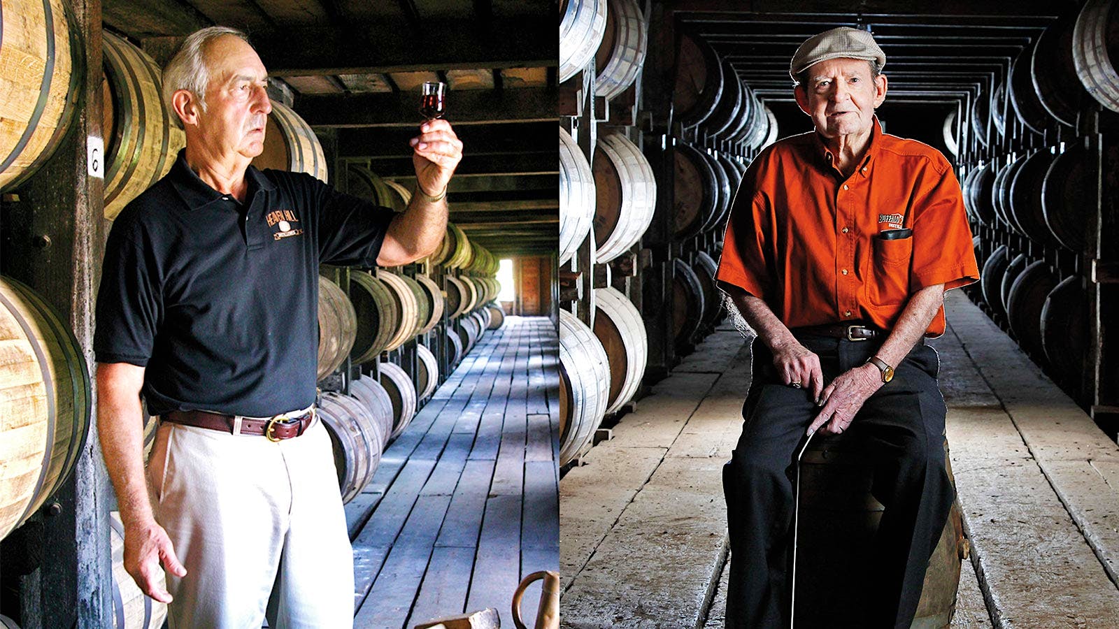 Departed legends Parker Beam (left) and Elmer T. Lee (right) saw the ups and downs of Bourbon.