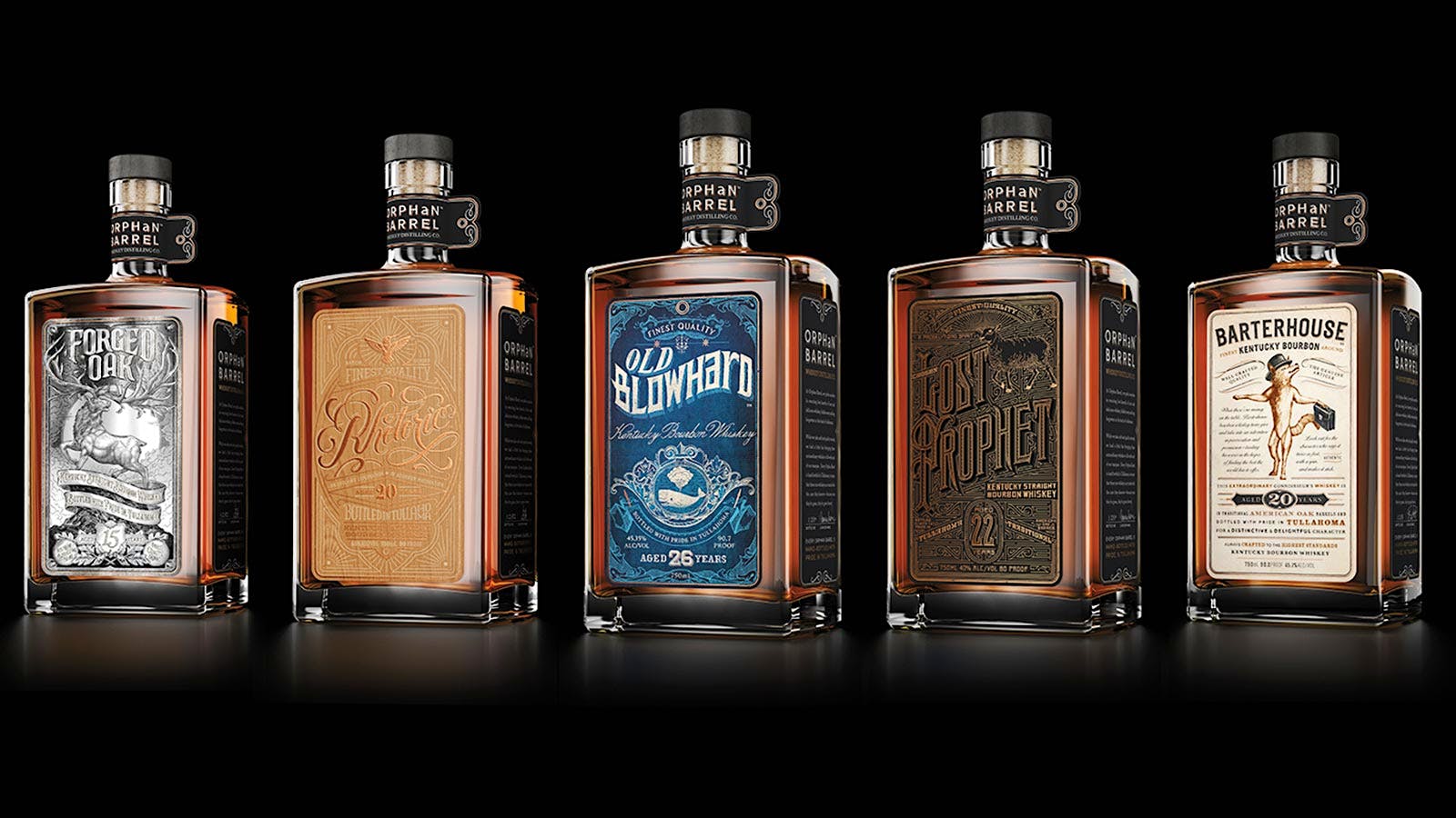 A lineup of once forgotten Bourbons, from the Orphan Barrel line.
