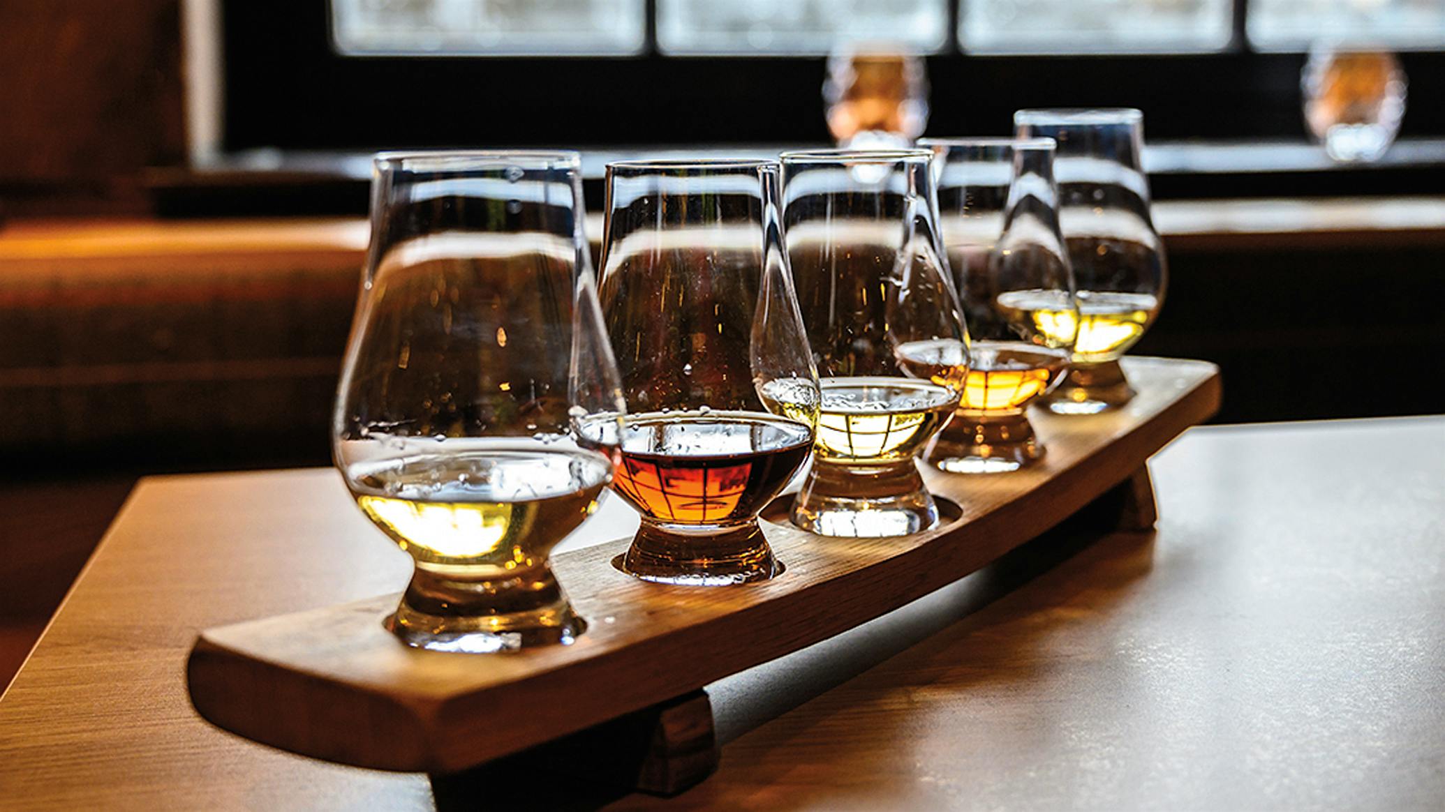 A Scotch whisky flight tasting.