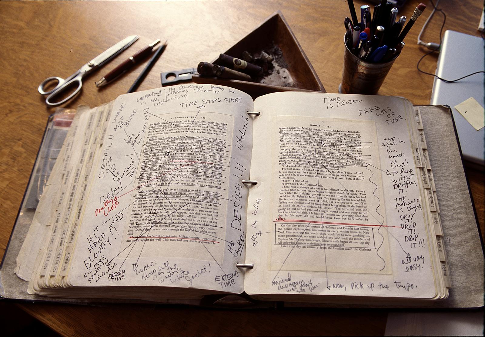 To plan the film, Coppola made extensive notes in a copy of Puzo's novel.