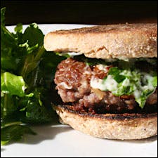 Lamb Burgers with Herbed Aioli on English Muffins