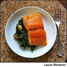 Honey-Glazed Salmon with Sautéed Kale and Wakame