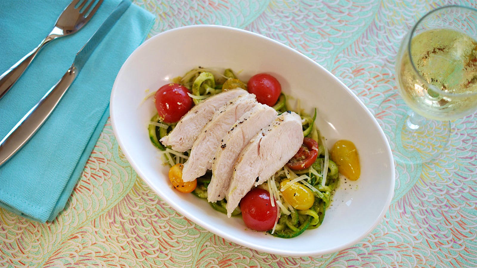 8 & $20: Chicken Breasts with Pesto 'Zoodles'
