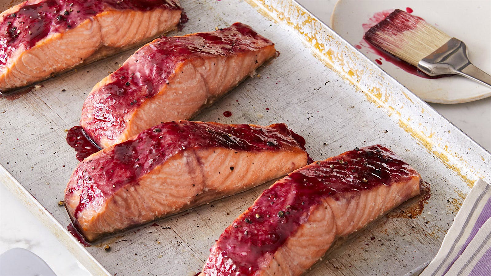 Baked Salmon with Blackberry Glaze