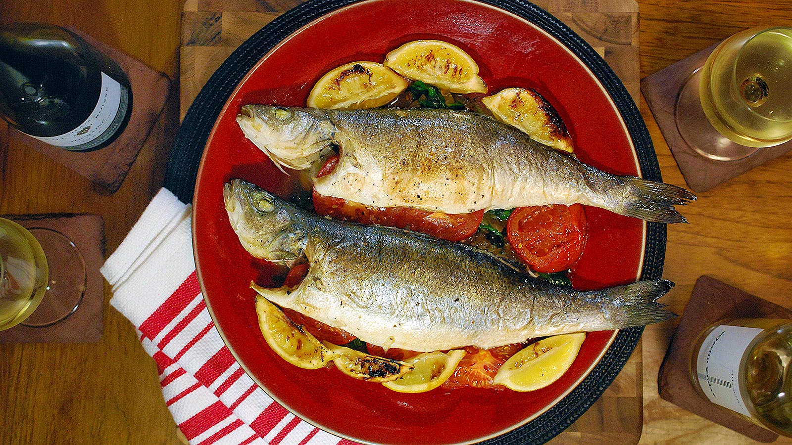 8 & $20 Recipe: Roasted Stuffed Fish with Sautéed Spinach