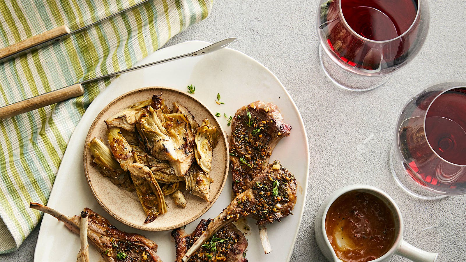 Lamb Chops with Red Wine-Glazed Spring Vegetables • The Heritage Cook ®