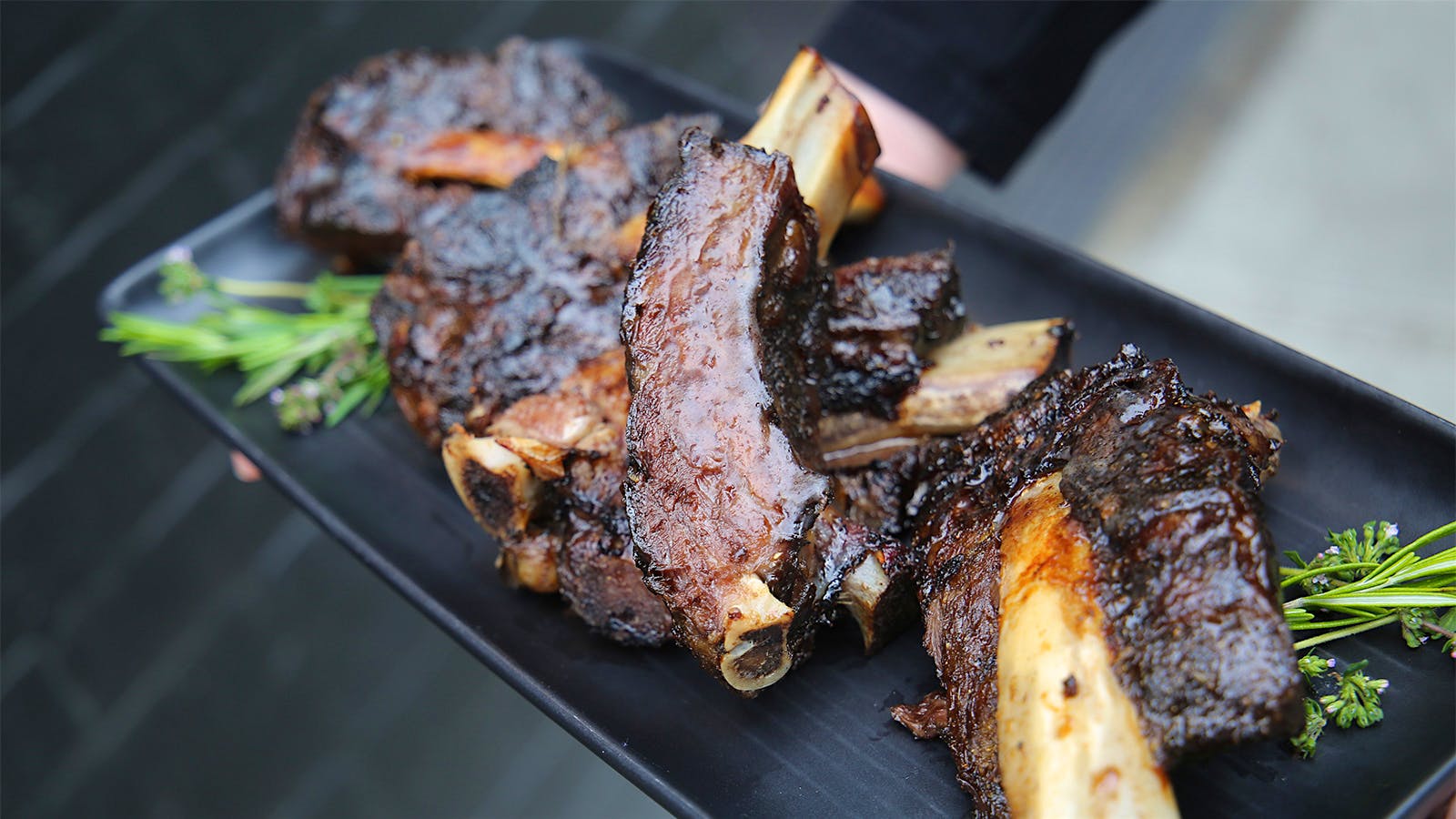 Slow-Cooked Beef Ribs with Rosemary Citrus Glaze