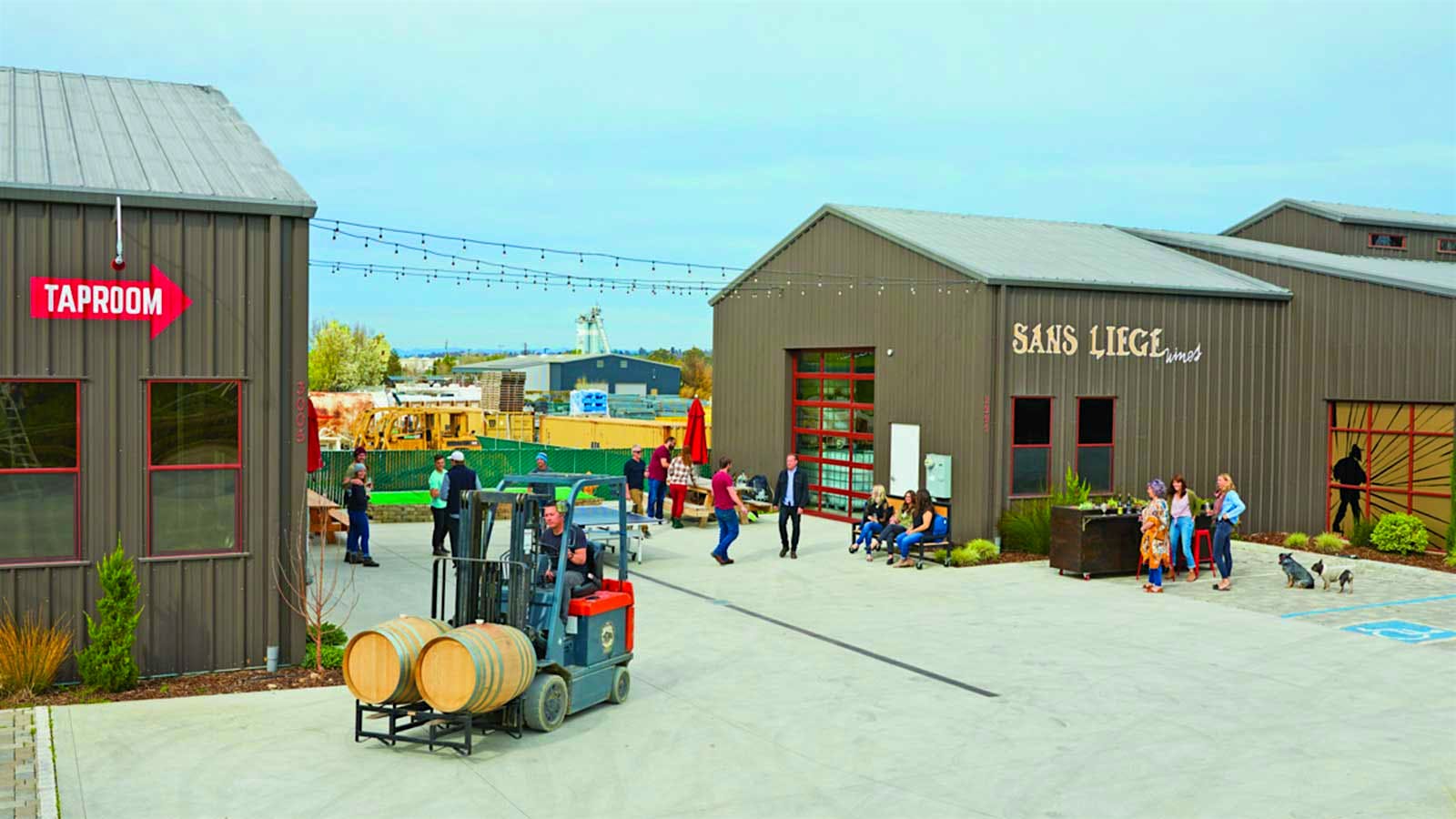 The exterior of Tin City and Sans Liège tasting room