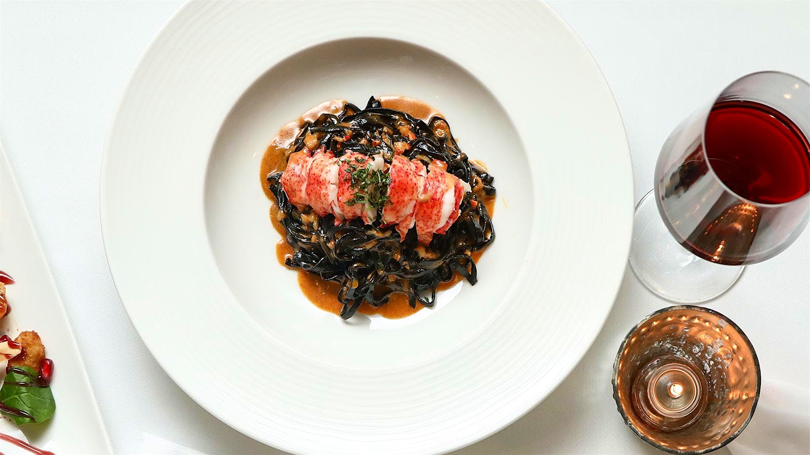 Lobster with squid-ink linguini
