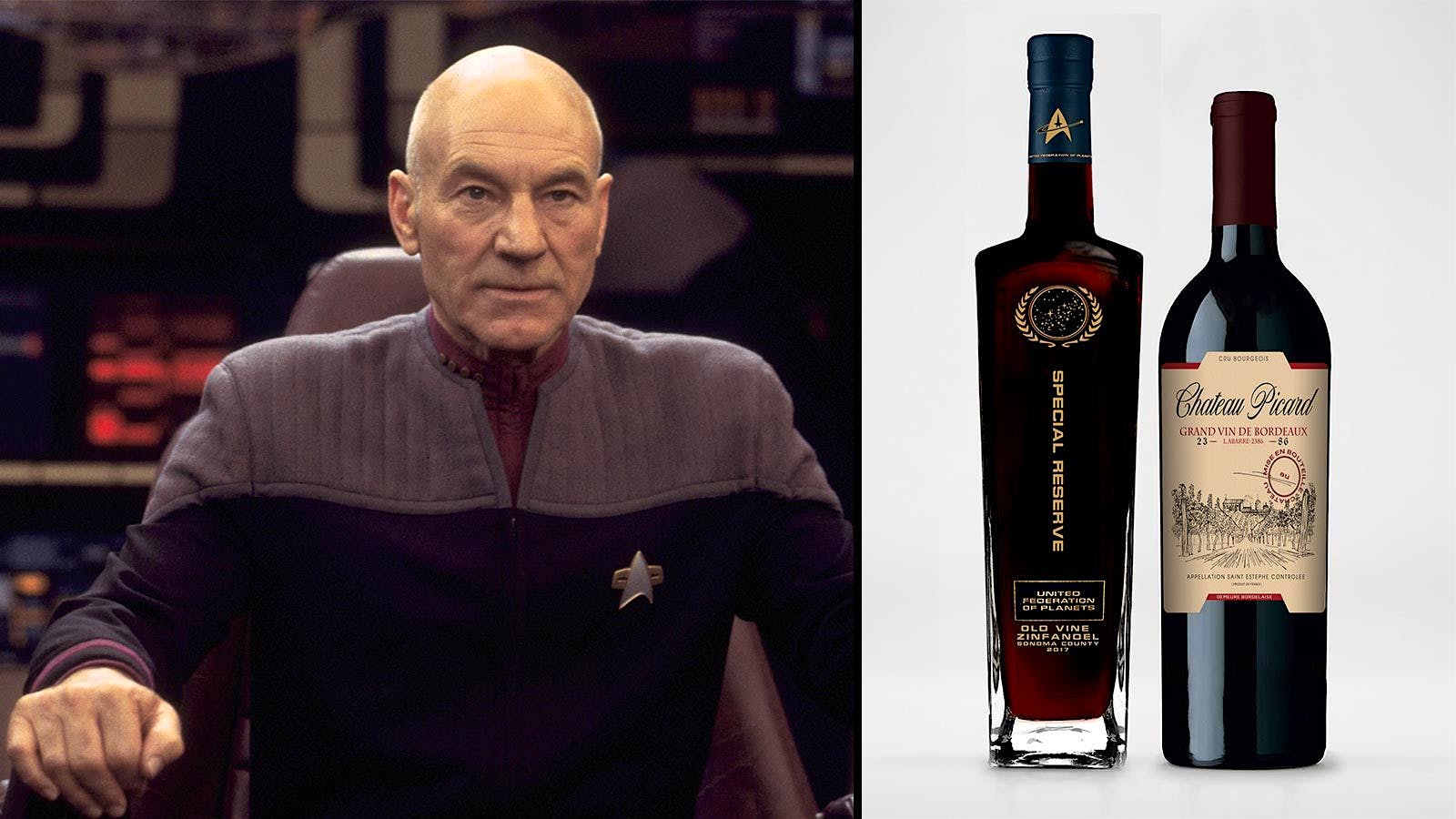 Star Trek: Picard Chateau Picard Vineyard Logo Wooden Wine Bottle