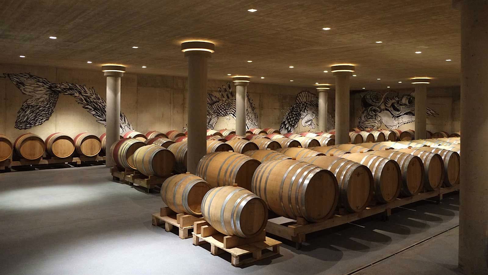 The barrel room at Neumeister winery