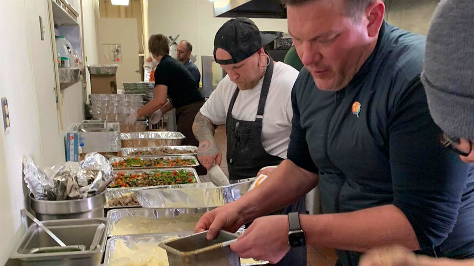 Tyler Florence cooking for fire relief