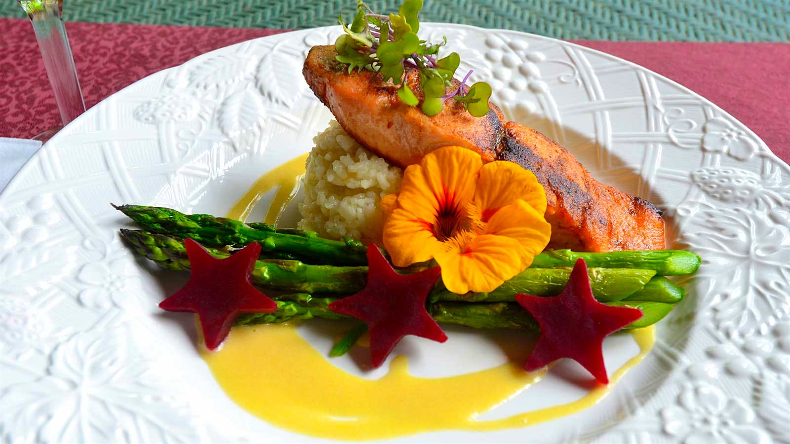Pan-seared wild salmon at Beechwood Inn