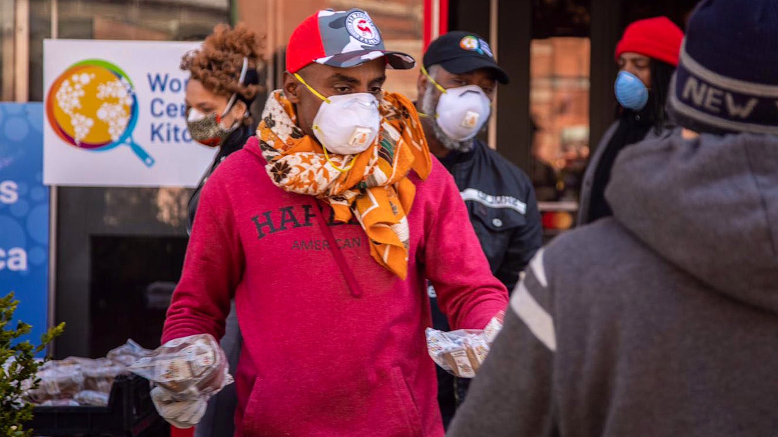 Marcus Samuelsson delivering meals