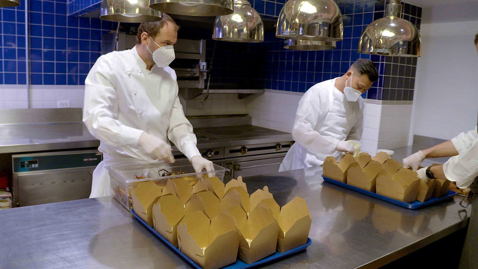 Eleven Madison Park packing meal boxes