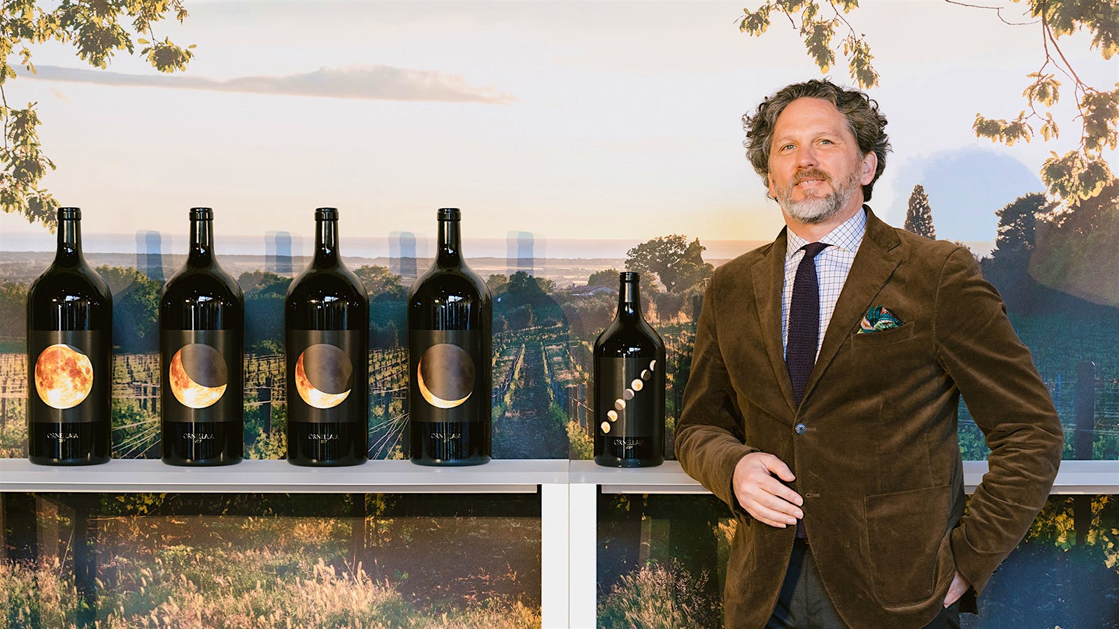 Axel Heinz and Ornellaia bottles