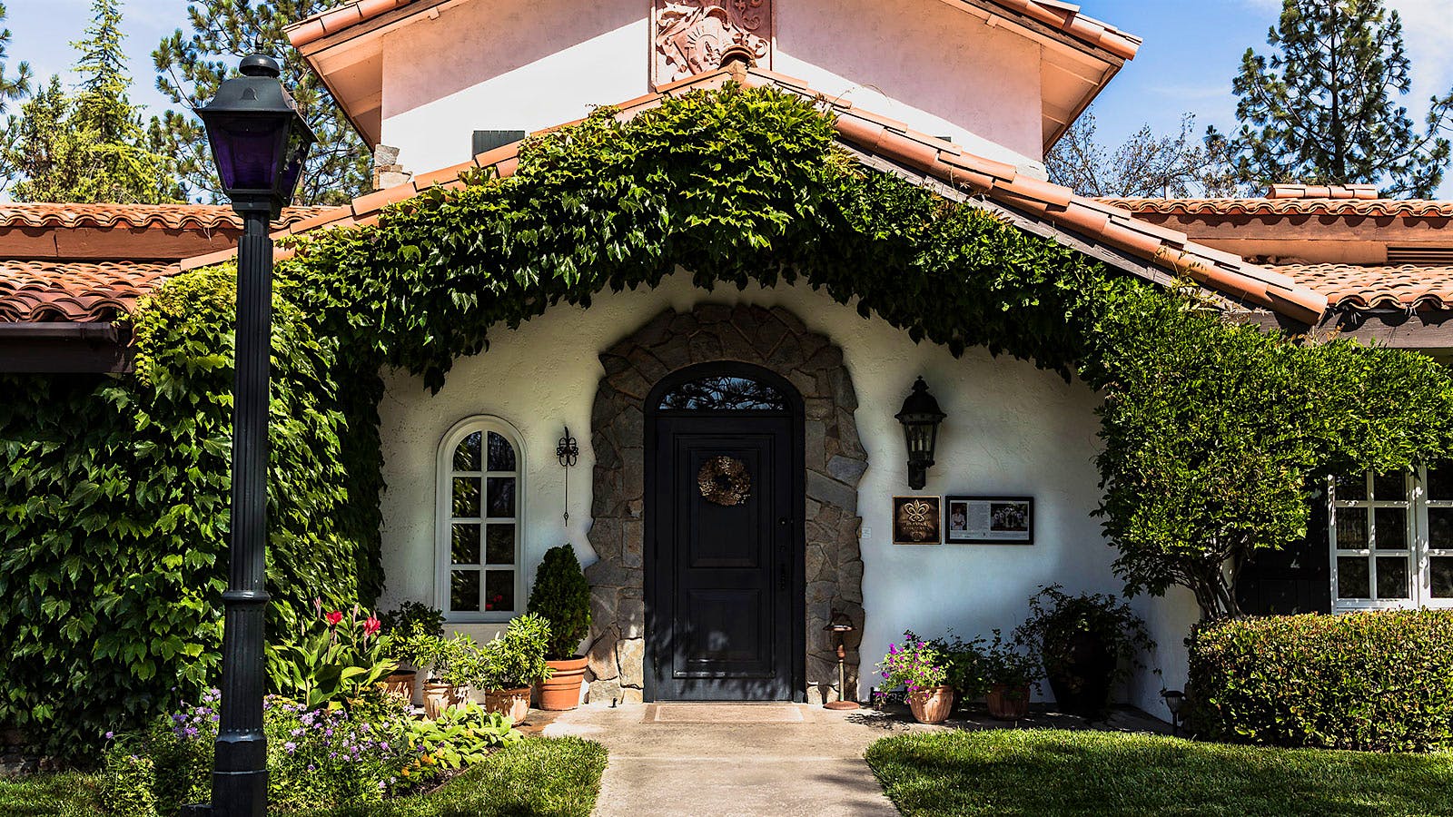 An ivy-covered entrance to the Elderberry House Restaurant