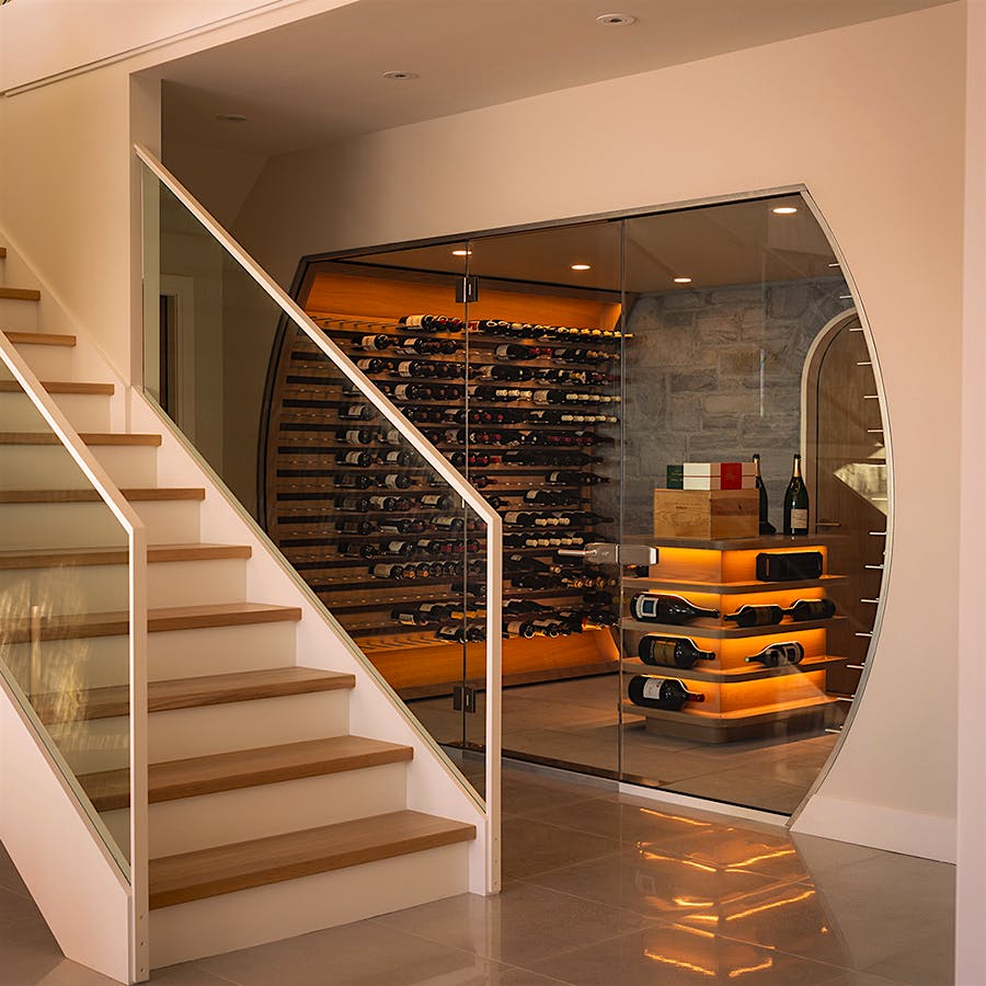 The entrance to the Charlebois' glassed-in wine cellar