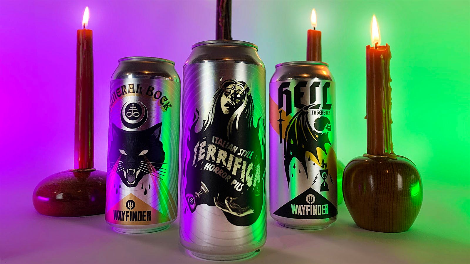 Halloween-themed beer cans