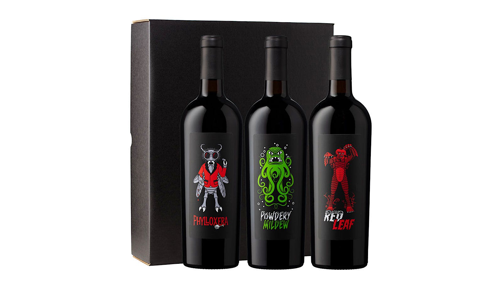 Halloween-themed wine bottles