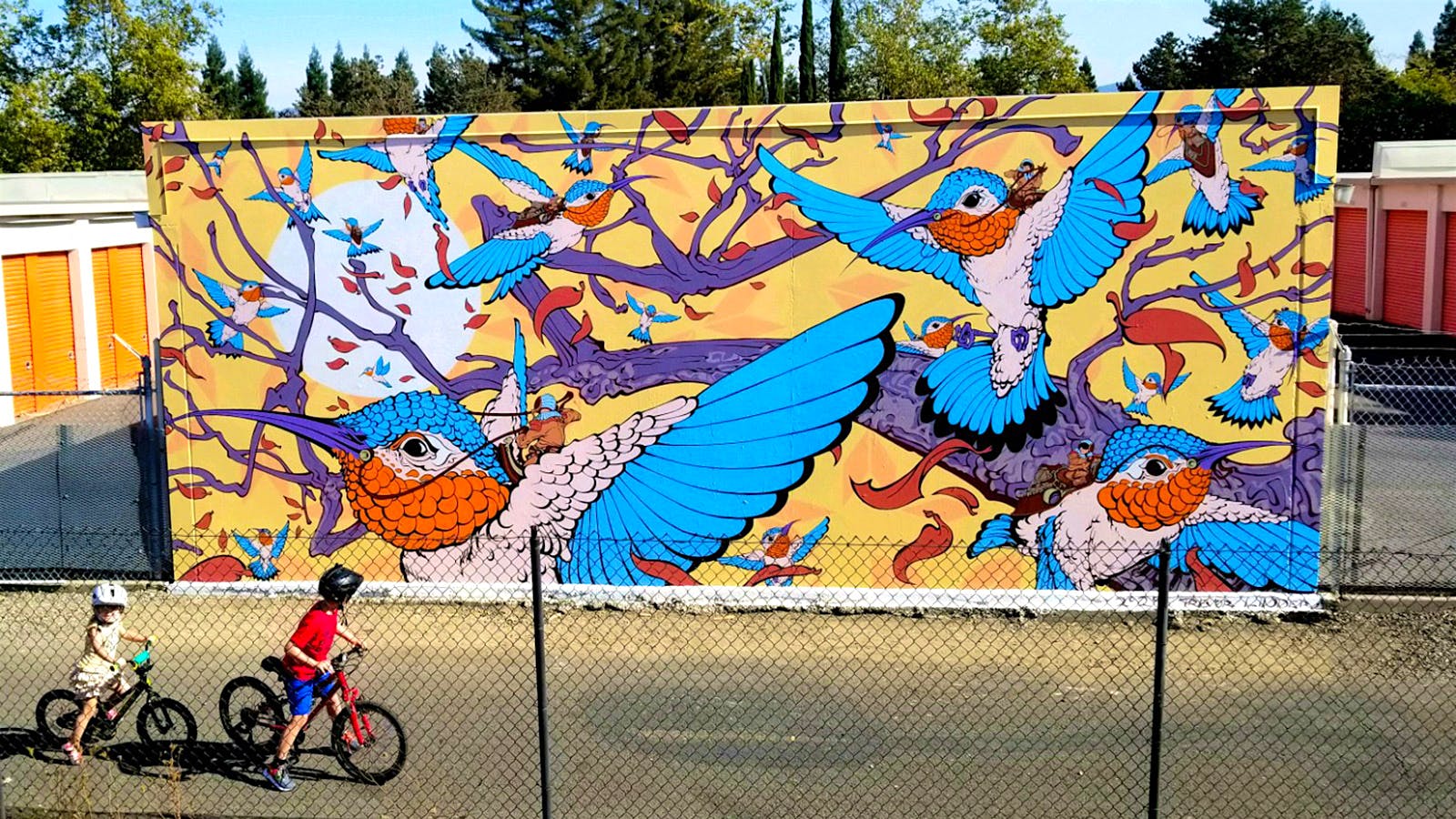 Napa Vine Trail passing by mural
