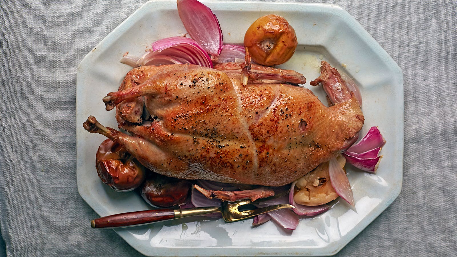 Revisiting a Traditional Hanukkah Recipe Goose with Apples and Onions