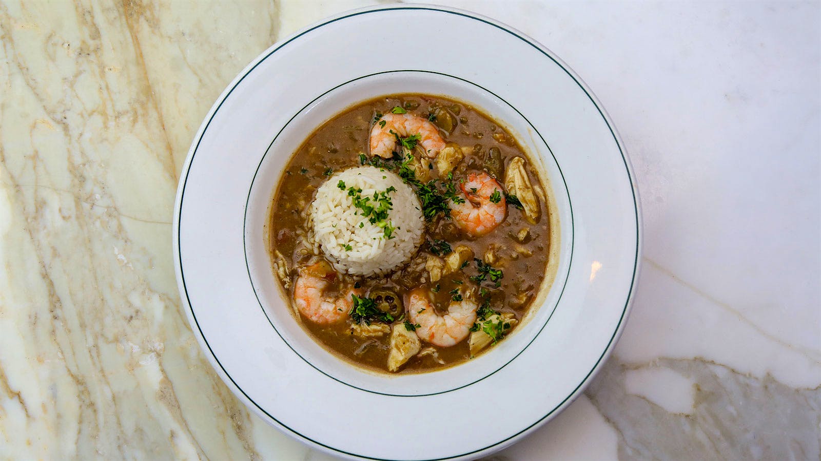 A bowl of seafood gumbo at Galatoire’s