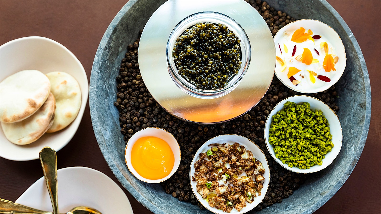  Overhead shot of caviar service at March 