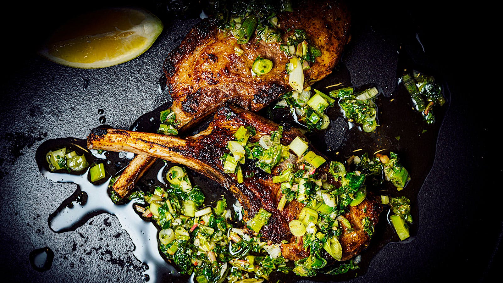 Nik Sharma’s Lamb Chops with Scallion-Mint Salsa and Cucumber-Corn Salad for Memorial Day