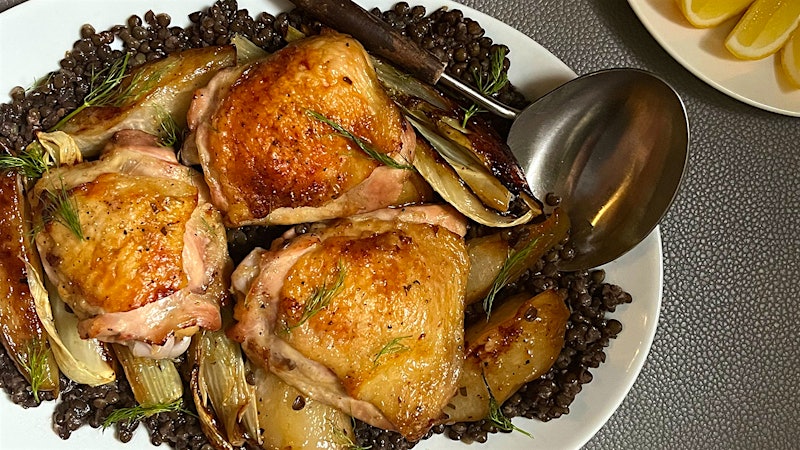 8 & $20: Sheet-Pan Chicken with Pears, Fennel and Maple-Meyer Vinaigrette