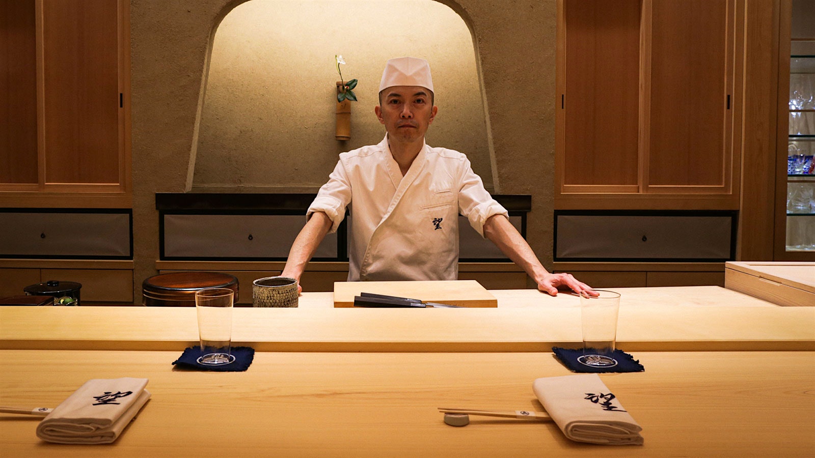  Junichi “Matsu” Matsuzaki behind the sushi counter at Noz 17 