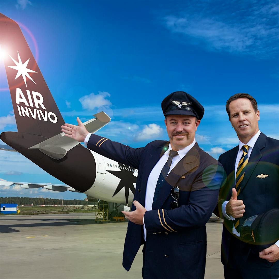 Invivo & Co. co-founders Rob Cameron (left) and Tim Lightbourne have chartered a Swedish-built Saab 340 for their maiden voyage.