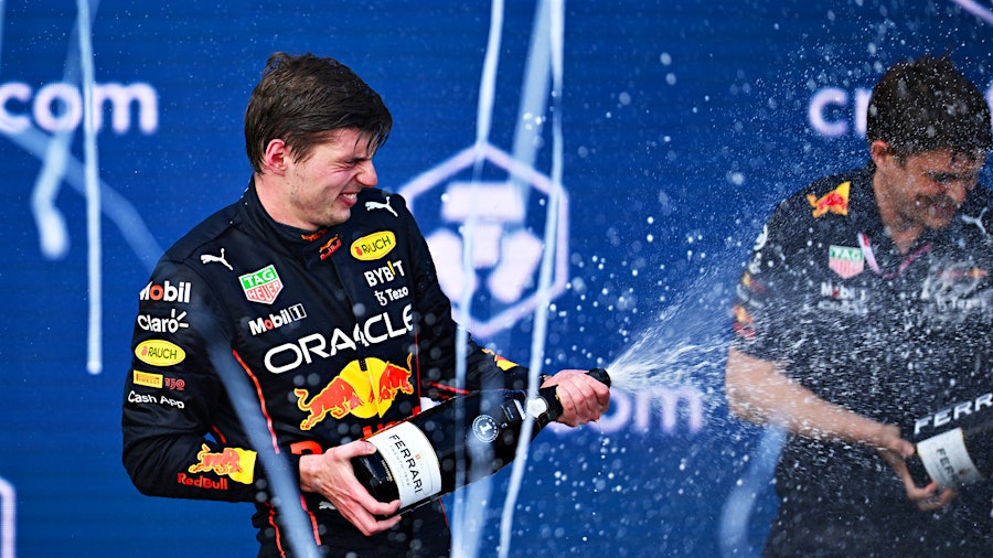 Racing star Max Verstappen lets the Ferrari fly after winning the F1 Miami Grand Prix on May 8.