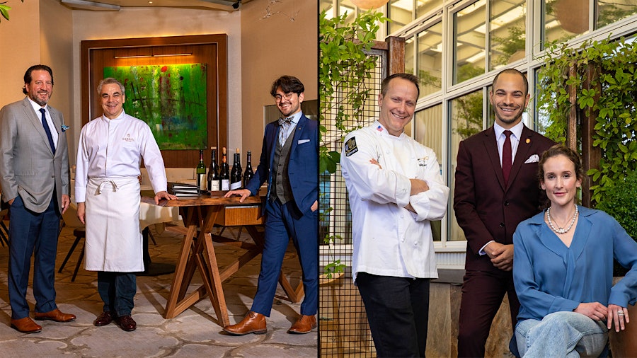 Composite image of Grand Award winners: Gabriel Kreuther and Press restaurants' owners, chefs and wine directors