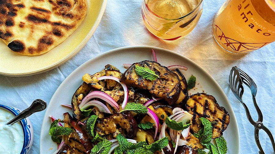 This dish calls for a fresh, lighter wine with some texture and depth of flavor to stand up to the grilled flavors. Doing the trick here is a ramato-style Italian Pinot Grigio, which will please lovers of rosé, orange wine and white wine.