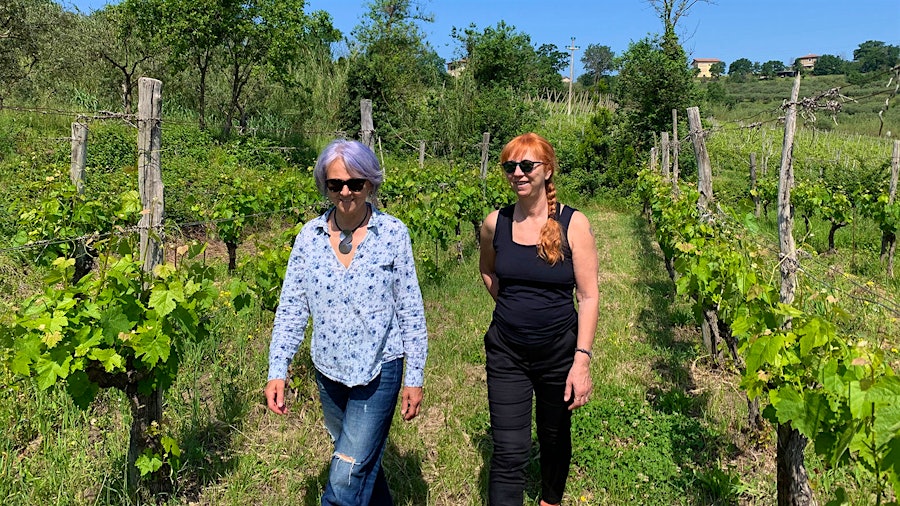 Anna Chiara Mustilli (left) and Paola Mustilli's vineyard is planted to the Falanghina Beneventana variety.