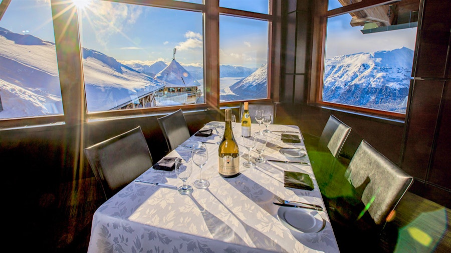 Stunning mountain views, delicious food and great wine mingle at Alyeska Resort's Seven Glaciers restaurant.
