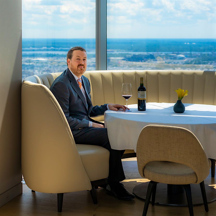 Damien Graef is celebrating almost 10 years of running the wine shop Bibber & Bell in Brooklyn, while also running a dining room high above Philly.