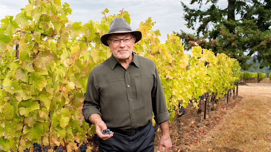 Winemaker Tony Soter at his Mineral Springs Vineyard in Oregon's Willamette Valley.