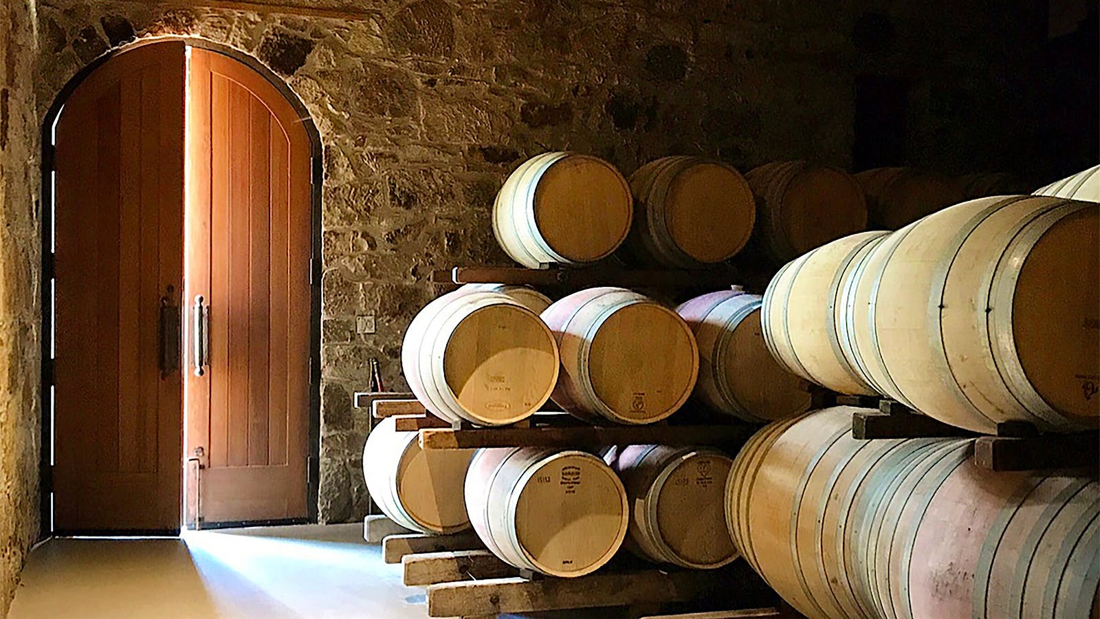 Spottswoode winery's barrel room in California's Napa Valley