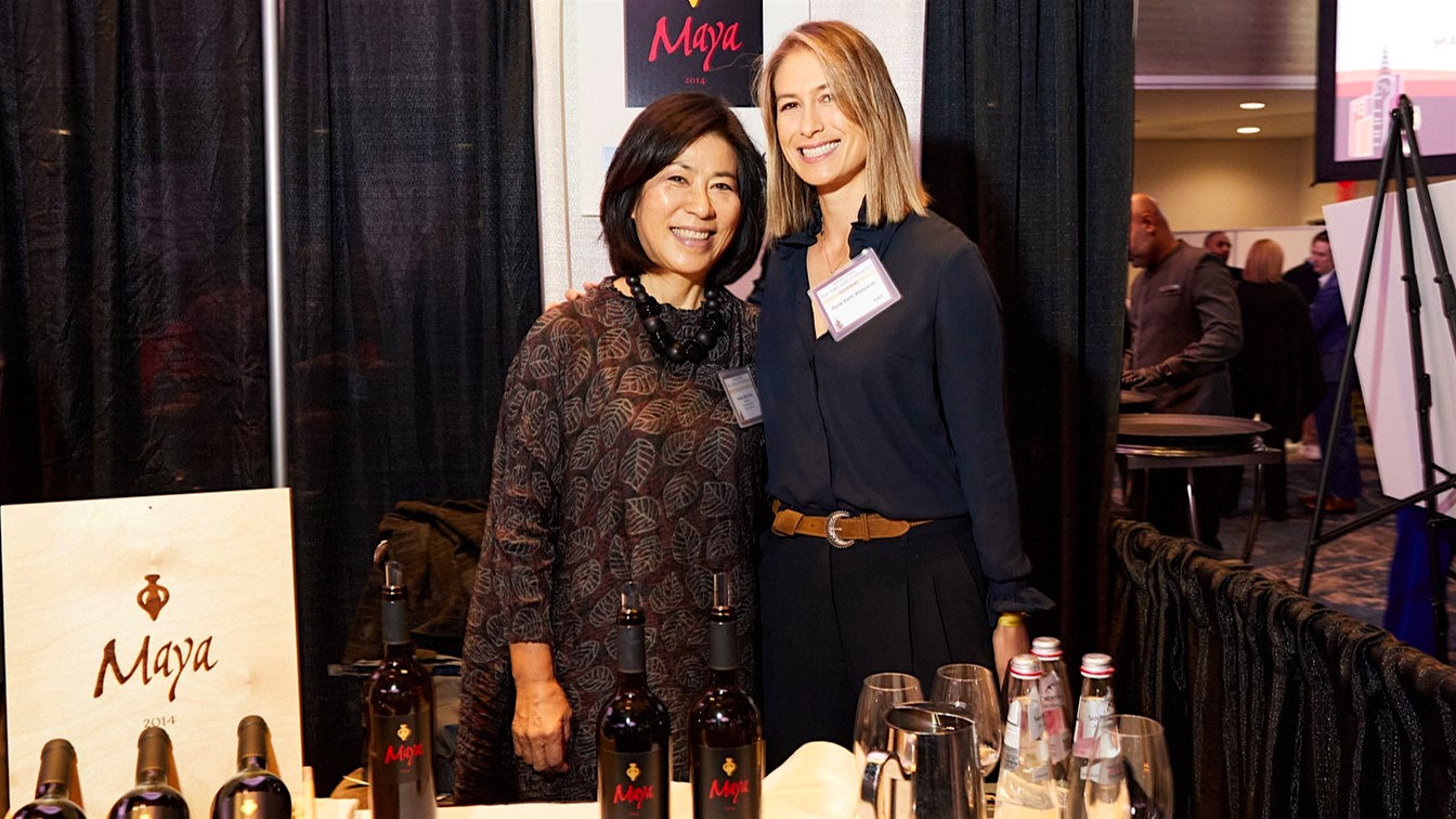  Dalla Valle president Naoko Dalla Valle with her daughter, winemaker Maya Dalla Valle, at Wine Spectator's Grand Tasting