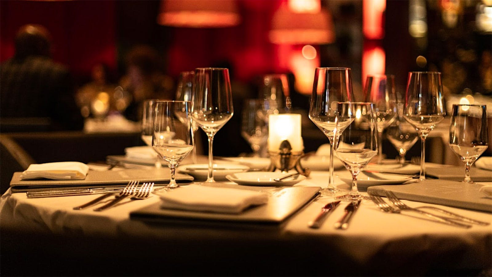 Wineglasses on a set table at Bin 54
