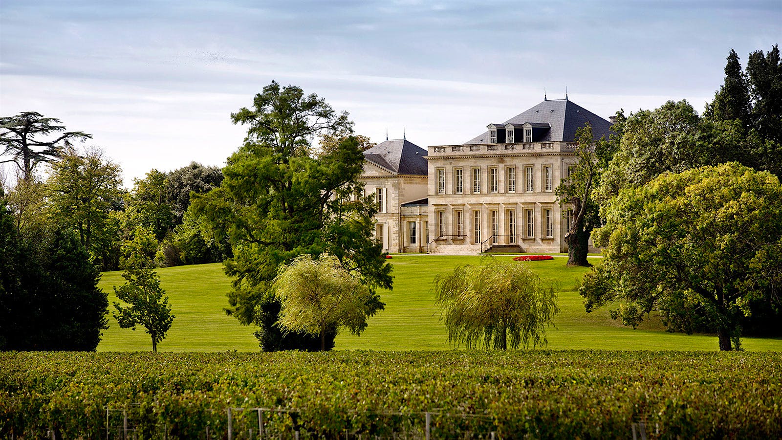 Château Phélan Ségur and surrounding fields in Bordeaux, France